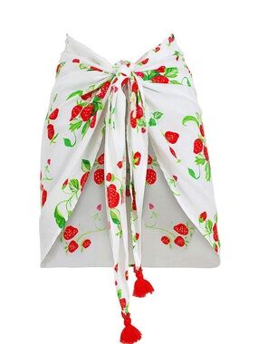 PQ Swim White Strawberry Print Sarong